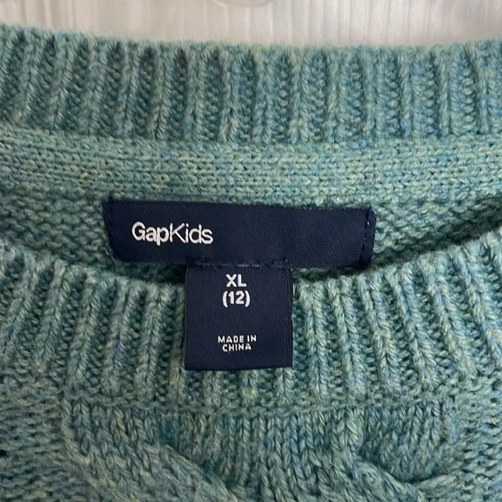 Gap Kids Aqua / Teal Girls Cable Knit sweater size XL 12